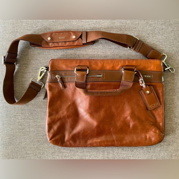 Tumi Bags Tumi Brown Leather Laptop Briefcase Poshmark